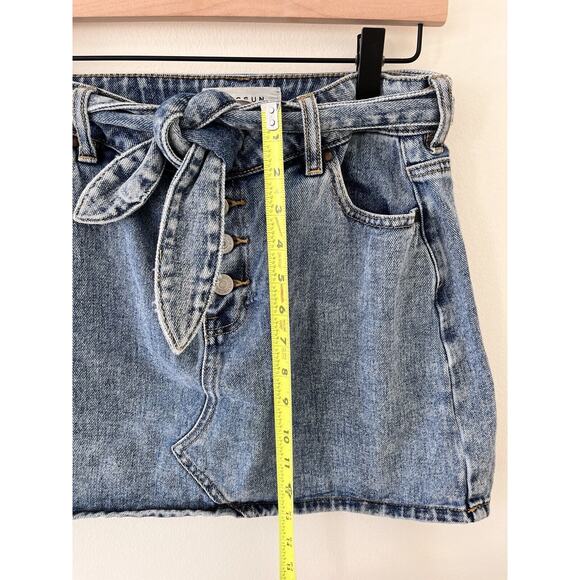 PacSun Women's 100% Cotton Jean Denim Mini Skirt With Belt Blue - Size 28 - Picture 6 of 8